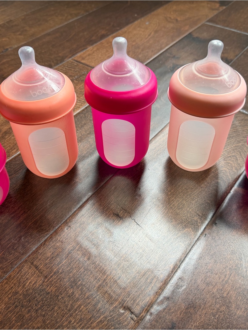 Silicone Baby Boon Bottles & Nipples Set - Pink & Coral Mix - Picture 3 of 5